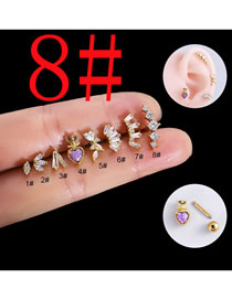 Fashion 8#gold Titanium Steel Diamond Geometric Spike Earrings