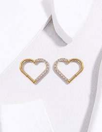 Fashion Titanium 514-gold 10mm Titanium Steel Diamond Geometric Love Ear Ring