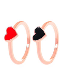 Fashion Rose Gold Alloy Drip Oil Love Ring Set
