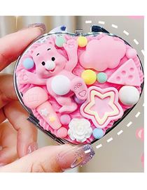 Fashion [pink Bear] Love Mirror Material Pack Resin Cartoon Diy Cream Glue Folding Mirror