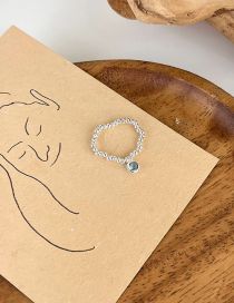 Fashion Blue Crystal Beaded Geometric Ring