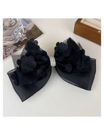 Fashion B Black Three -dimensional Fabric Flowers Butterfly Knot Hair Clip