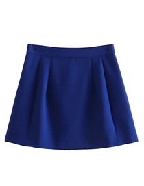 Fashion Blue Polyester Micro Pleated Skirt