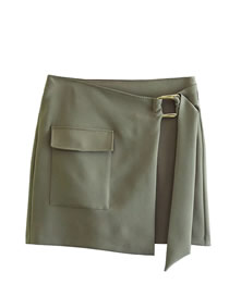 Fashion Grey Polyester With Pocket Irregular Skirt