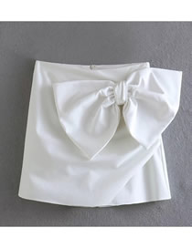Fashion White Polyester Three -dimensional Bow Irregular Skirt