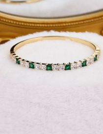 Fashion White And Green Copper Gold -plated Square -shaped Bracelet