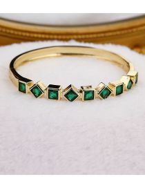Fashion Green Copper Set Square Zirconia Geometric Bracelet