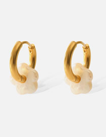 Fashion 7# Titanium Steel Geometric Pearl Ear Ring