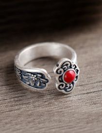 Fashion Silver Pure Copper Lotus Opening Ring