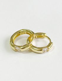 Fashion Gold Copper Inlaid Round Ear Ring