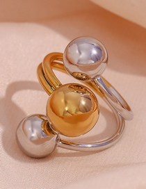 Fashion Color Stainless Steel Adjustable Three -ball Color Matching Ring