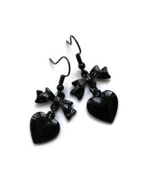 Fashion Black Alloy Geometric Love Bow Ear Pendant