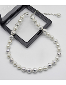 Fashion Silver Pearl Ball Splicing Beading Necklace
