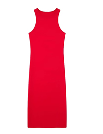 Fashion Red Cotton Knitting Round Neck Dress