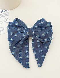 Fashion Blue Denim Fabric Bow Hair Clip