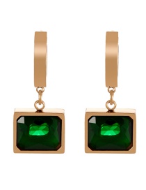 Fashion Rose Gold+dark Green Titanium Steel Inlaid Block Pendant Pendant Ear Ring