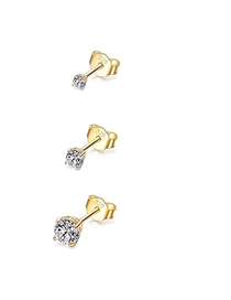 Fashion Gold-3 Only One Set Silver Diamond Gee Strus Earrings Set
