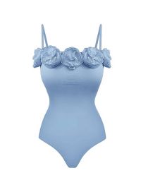 Fashion Blue S Three -dimensional Rose Swimsuit