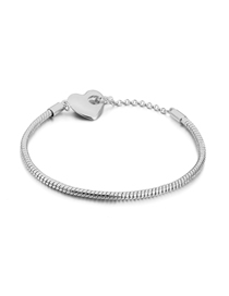 Fashion Silver:love T Buckle Copper Silver -plated Snake Bone Chain Love Bracelet