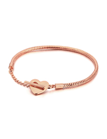 Fashion Rose Gold:love T Buckle Copper Silver -plated Snake Bone Chain Love Bracelet