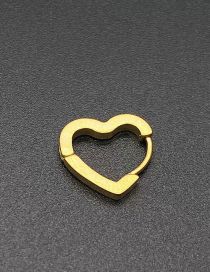Fashion Peach Heart Golden Color Titanium Steel Geometric Love Ear Ring