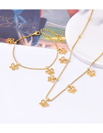 Fashion Necklace+bracelet Titanium Steel Hollow Out Butterfly Snake Bone Chain Necklace Bracelet Set