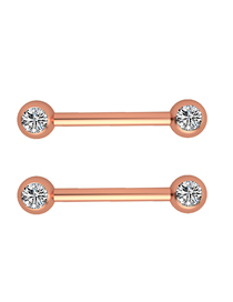Fashion Rose Gold With Diamonds Stainless Steel Geometric Piercing Breast Ring