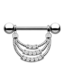Fashion Silver Copper And Diamond Geometric Piercing Nipple Ring
