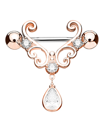 Fashion Rose Gold Titanium Steel Diamond Geometric Puncture Breast Nail