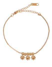 Fashion Rose Gold Titanium Flower Pendant Tassel Beaded Bracelet