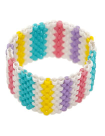 Fashion Color Bead Woven Wavy Ring