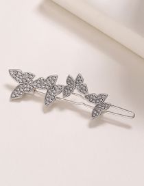 Fashion Silver 7.5cm Alloy Diamond Butterfly Hair Clip