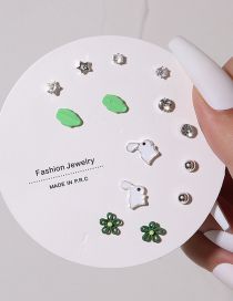 Fashion 2# Alloy Geometric Pentagram Flower Rabbit Earring Set