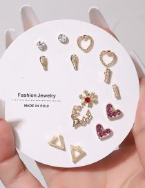 Fashion 3# Alloy Geometric Heart Snowflake Antler Earring Set