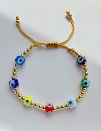 Fashion Gold Gold Plated Copper Bead Beaded Square Eye Bracelet