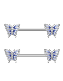 Fashion Butterfly Stainless Steel Inlaid Zirconium Geometric Puncture Nipple Ring
