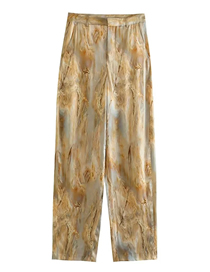 Fashion Gold Polyester Tie-dye Straight-leg Trousers