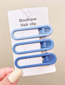 Fashion 8#gradient Blue Metallic Color Seamless Oval Hair Clip Set