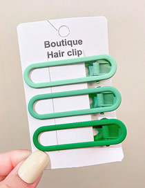 Fashion 13#gradient Green Metallic Color Seamless Oval Hair Clip Set