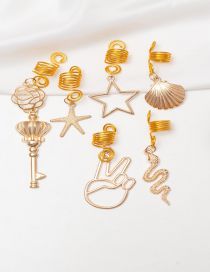 Fashion Gold Alloy Geometric Starfish Shell Snake Hair Button Set