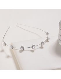 Fashion Silver Metal Geometric Pearl Headband