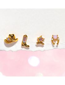 Fashion Gold Gold Plated Copper Diamond Hat Boots Earring Set