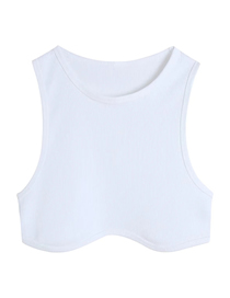 Fashion White Knitted Sleeveless Round Neck Vest