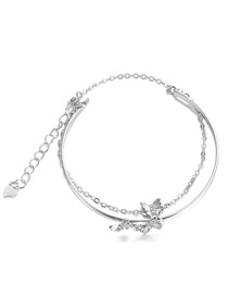 Fashion Silver-2 Alloy Inlaid Diamond Double Butterfly Opening Bracelet