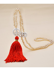 Fashion 2# Crystal Beaded And Peaceful Rough Tassel Hanging Chain