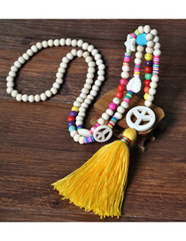 Fashion 8# Crystal Beaded And Peaceful Runes Love Long Tassel Hanging Chain