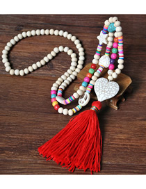 Fashion 10# Crystal Beaded And Peaceful Runes Love Long Tassel Hanging Chain
