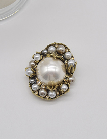Fashion Gold Metal Diamond Pearl Broocated
