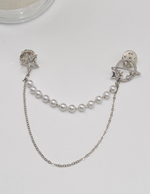 Fashion Silver Alloy Inlaid Diamond Planet Penxiao Star Chain Pearl Flowing Suspo