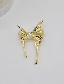 Fashion Gold Metal Diamond Butterfly Brooch